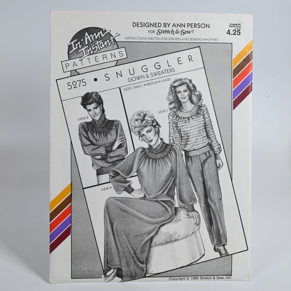 Stretch & Sew Sewing Pattern 5275 Snuggler Gown & Sweaters Women S-L Uncut FF
